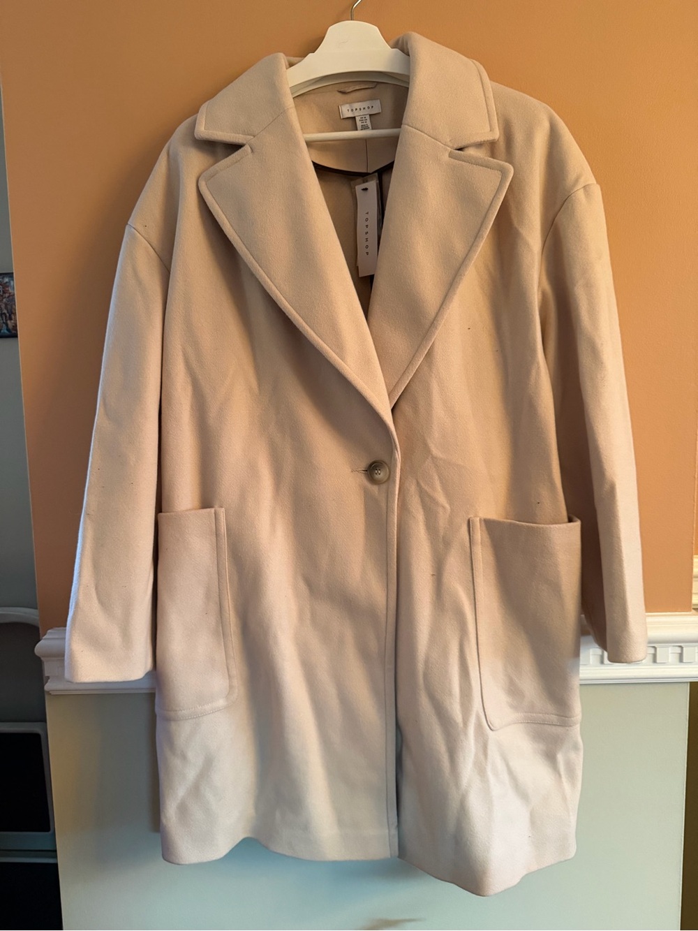 Topshop Relaxed Single-Button Cream Wool Coat